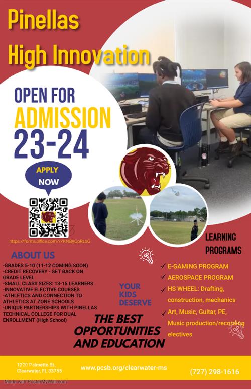 Pinellas High Innovation Admission Flyer